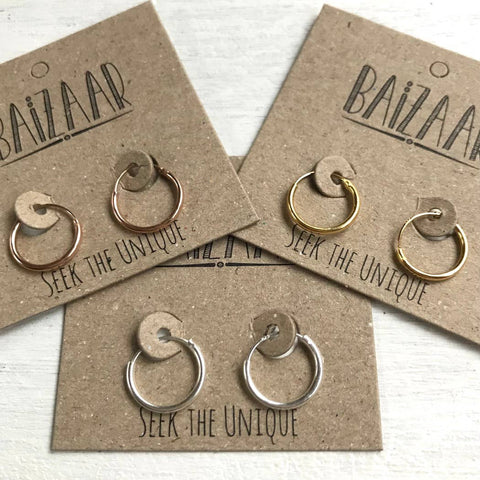 Tiny Hoop Sterling Silver Earrings