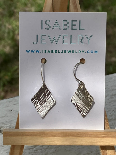Hammered Silver Medium Kite Earrings