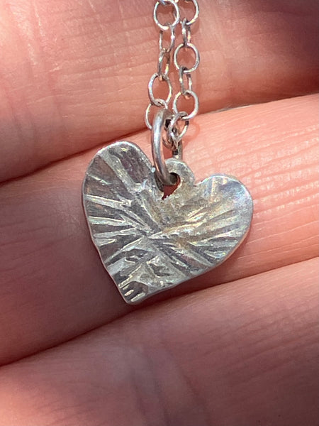 Small Hand Tooled Heart Necklace, Rays