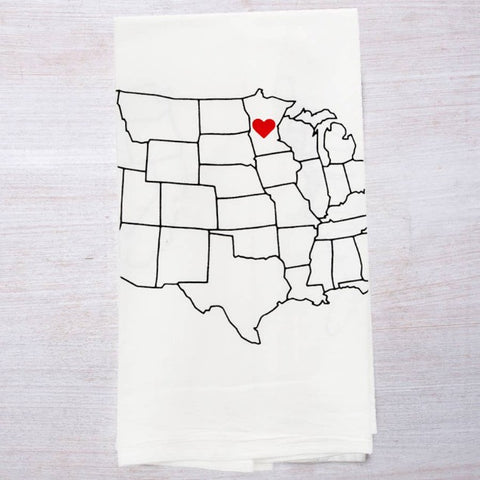 Heart WYOMING Map Tea Towel