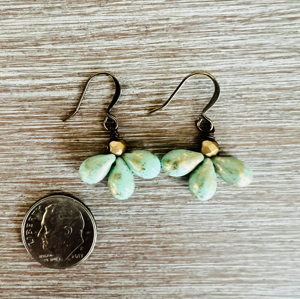 Triple Mint Drop Earrings