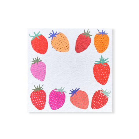 Neon Strawberries Small Square Notes, 48 Pack