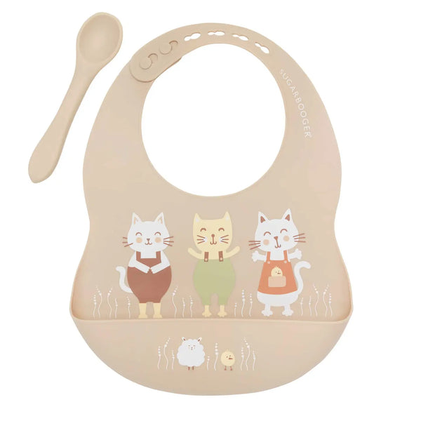 Prairie Kitty Silicone Bib & Spoon Set