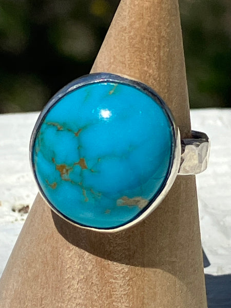 Turquoise Nugget Hammered Ring