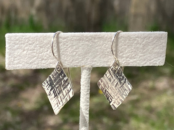 Hammered Silver Medium Kite Earrings