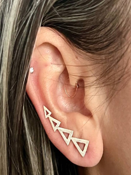 Brass Triangles Ear Climbers
