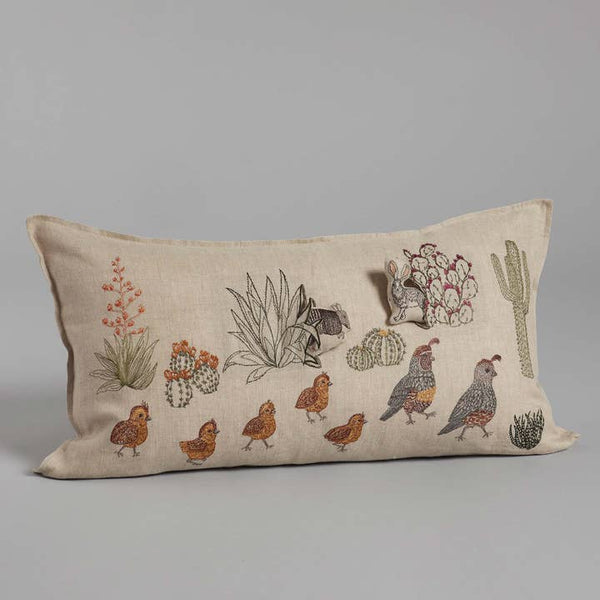 Desert Quail Crossing Pocket Pillow