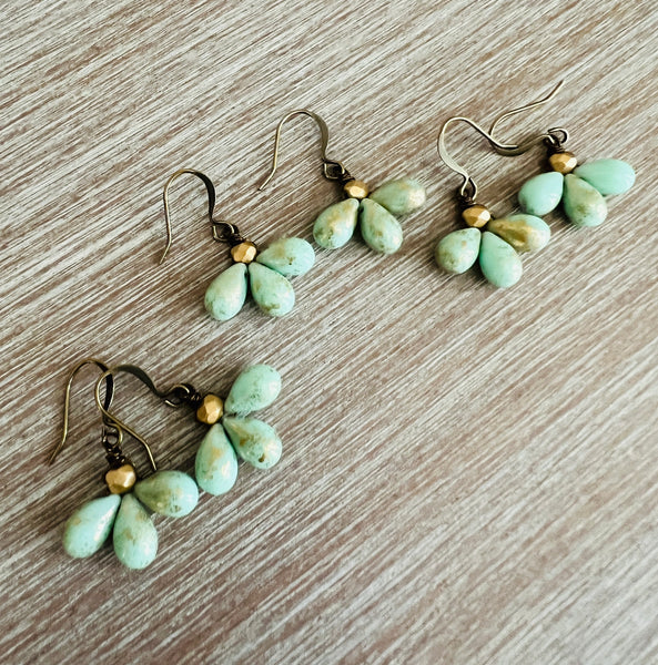 Triple Mint Drop Earrings