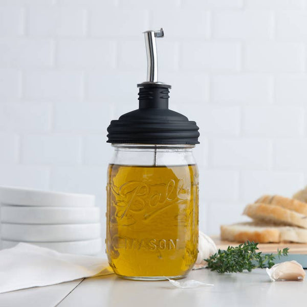 Mason Jar Lid, Pour Spout & Tap Black