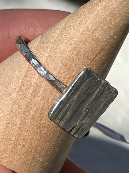 Hammered Silver Square Ring