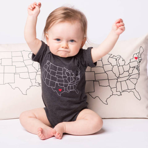 Wyoming Heart Map Onesie 6-12 Months (Smoke Color)