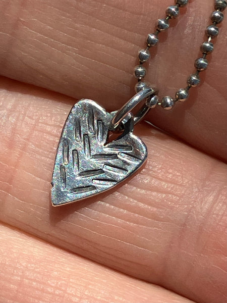 Small Hand Tooled Heart Necklace