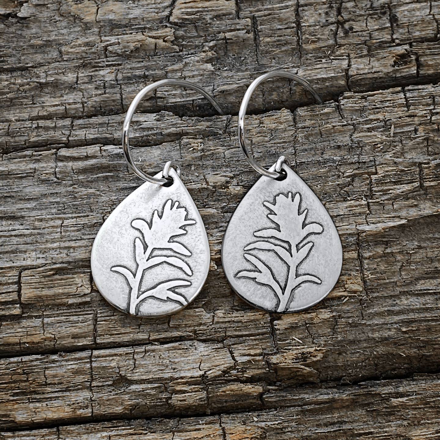 MATTE SILVER Indian Paintbrush Earrings