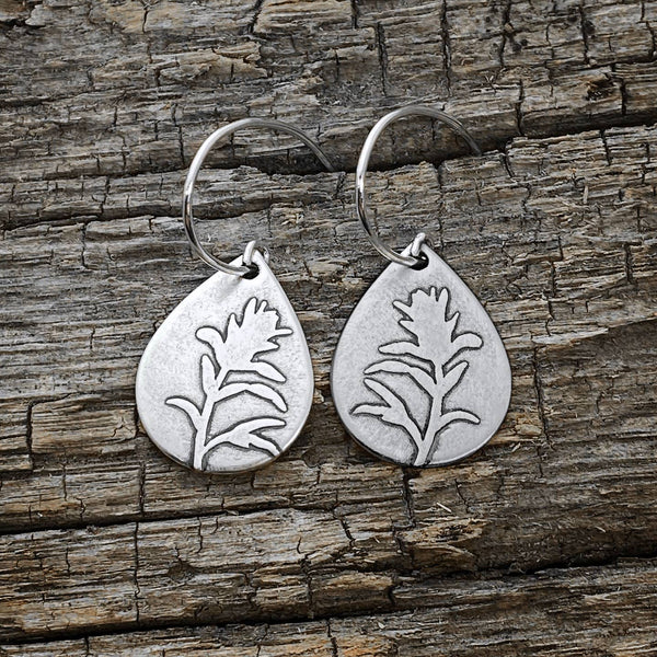 MATTE SILVER Indian Paintbrush Earrings