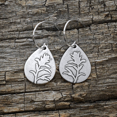 MATTE SILVER Indian Paintbrush Earrings