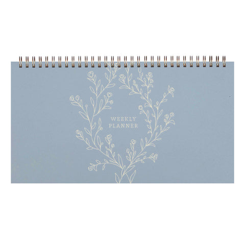 Weekly Planner, Sky Blue Floral Vines