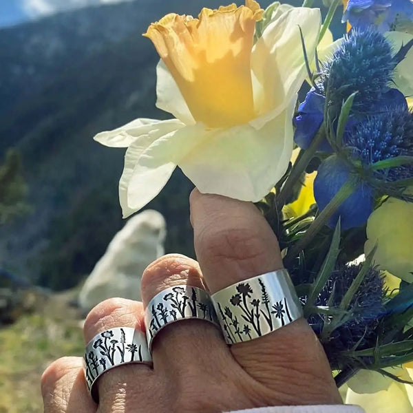 Matte Silver Wildflower Ring
