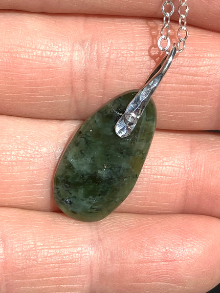 Wyoming Jade Oval Drop Pendent Necklace