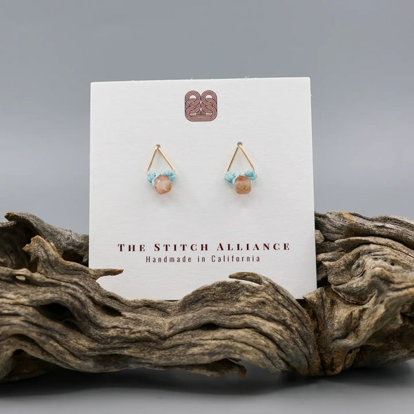 Sunstone Triangle Gold Fill Earrings