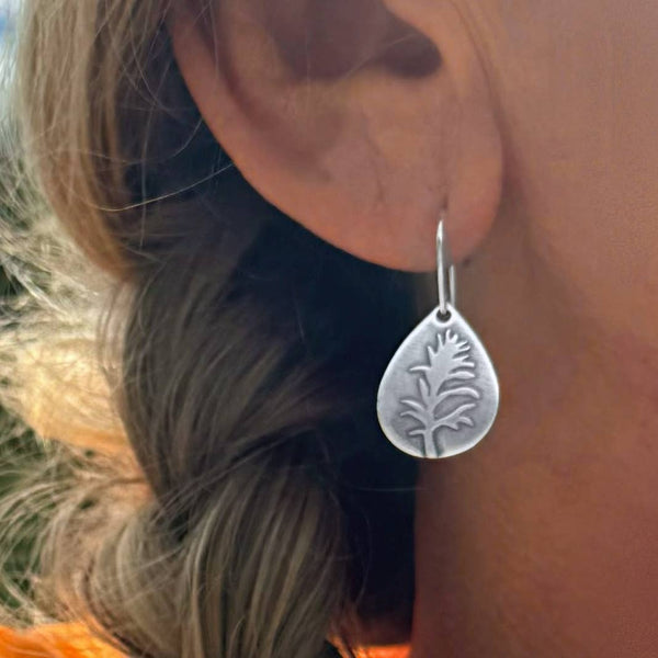 MATTE SILVER Indian Paintbrush Earrings