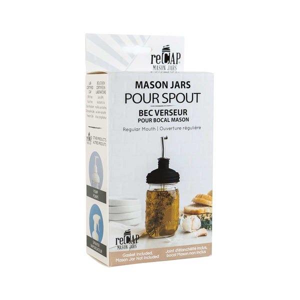 Mason Jar Lid, Pour Spout & Tap Black