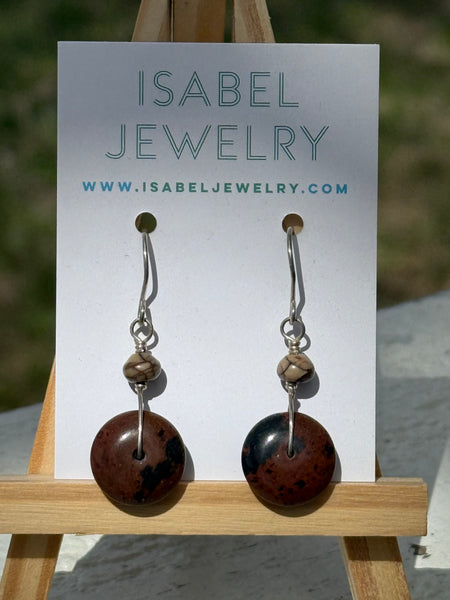 Brown Jasper Discs Earrings