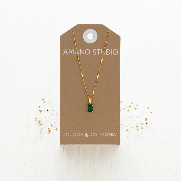 Emerald Green Glass Pendant Necklace