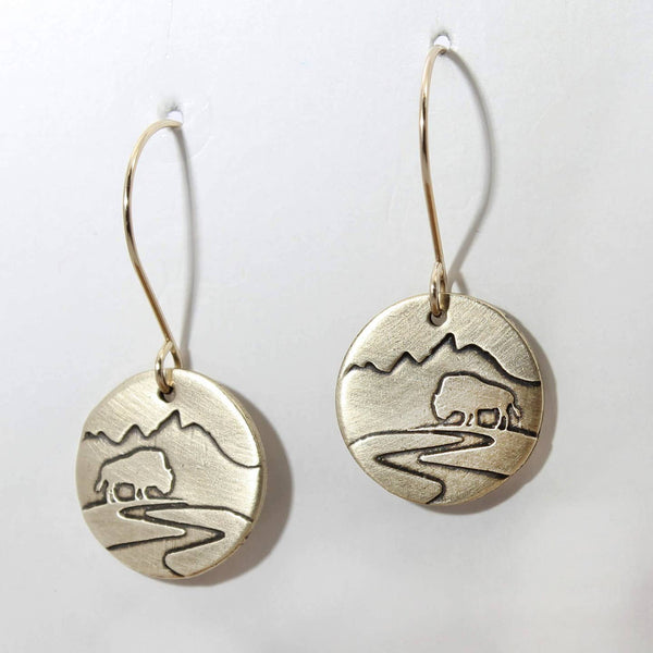 Brass Buffalo in the Tetons Earrings