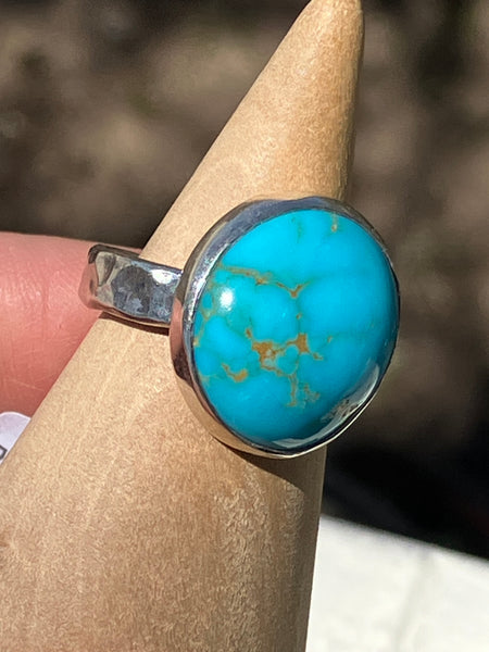 Turquoise Nugget Hammered Ring