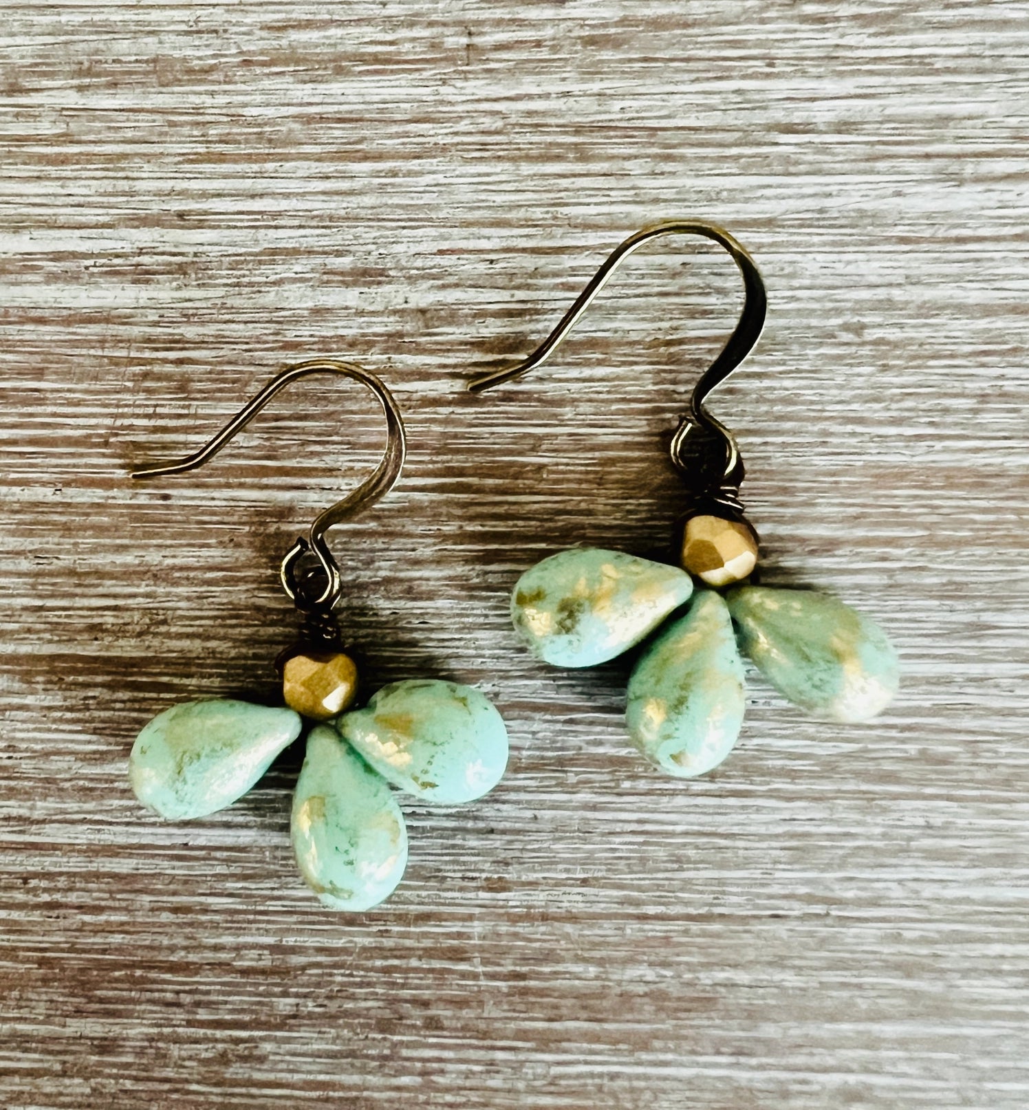 Triple Mint Drop Earrings
