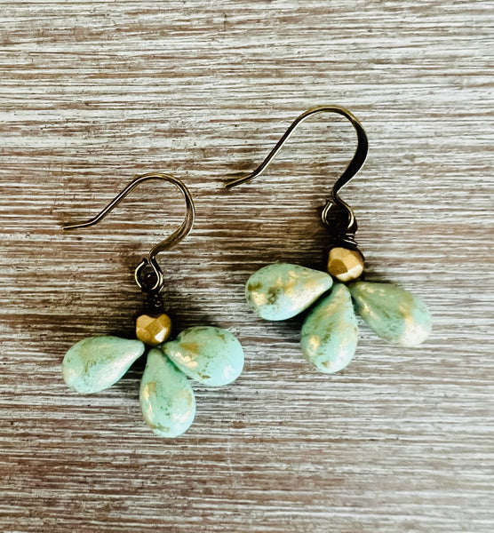 Triple Mint Drop Earrings