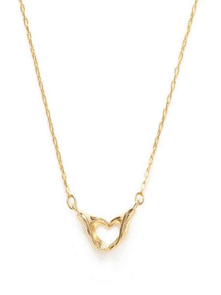 Heart Hands Gold Necklace