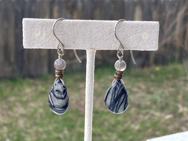 Grey Jasper Drop Earrings