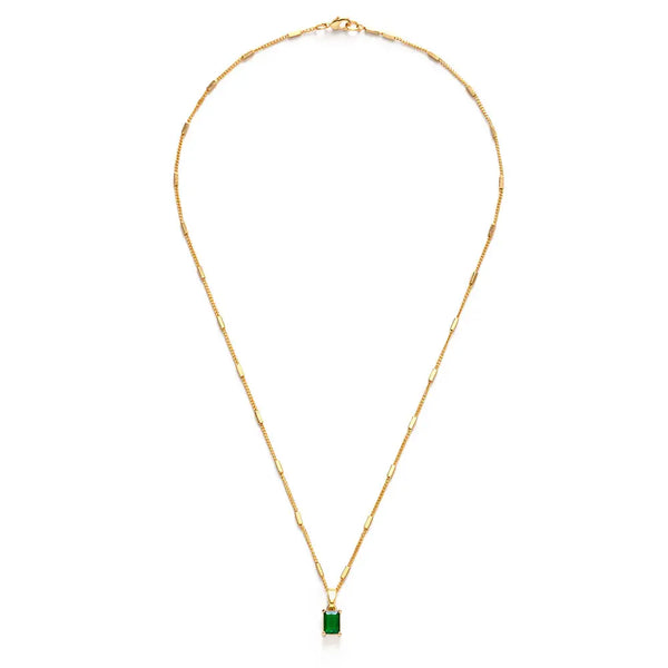Emerald Green Glass Pendant Necklace