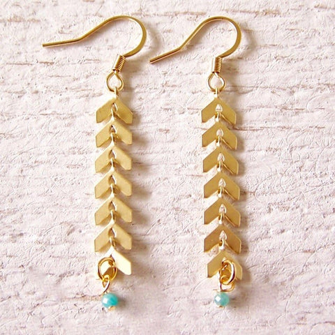 Gold Feather Duster Earrings