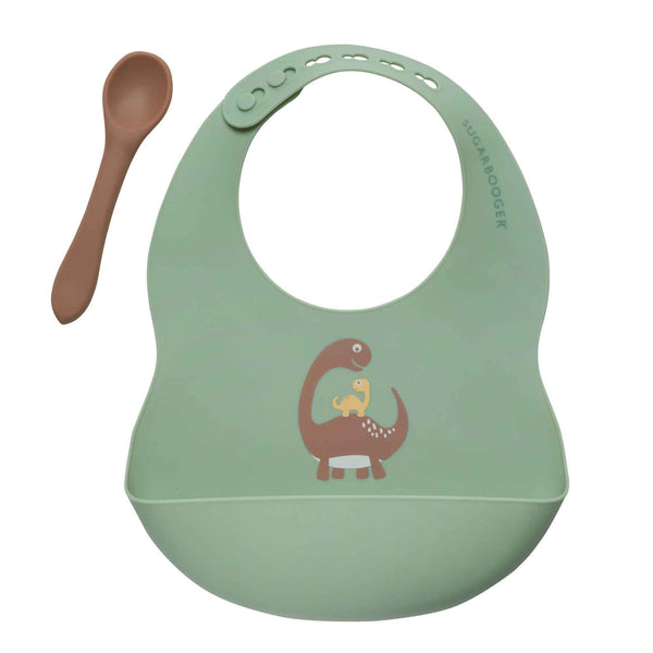 Silicone Bib & Spoon Set | Baby Dino