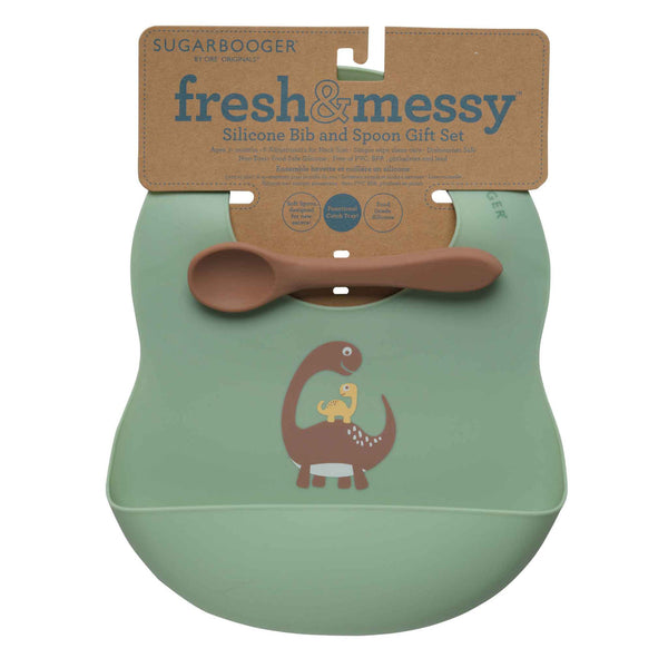 Silicone Bib & Spoon Set | Baby Dino