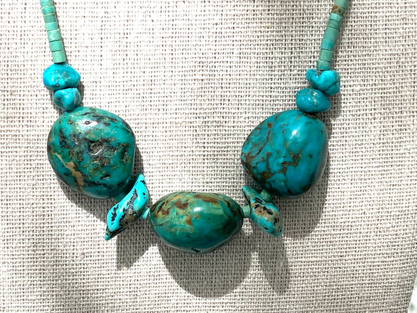 Turquoise Necklace With Three Turquoise Nuggets