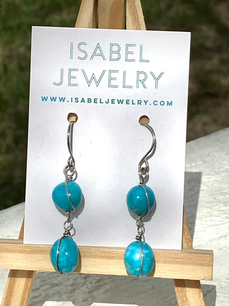 Turquoise Double Ball Drop Earrings