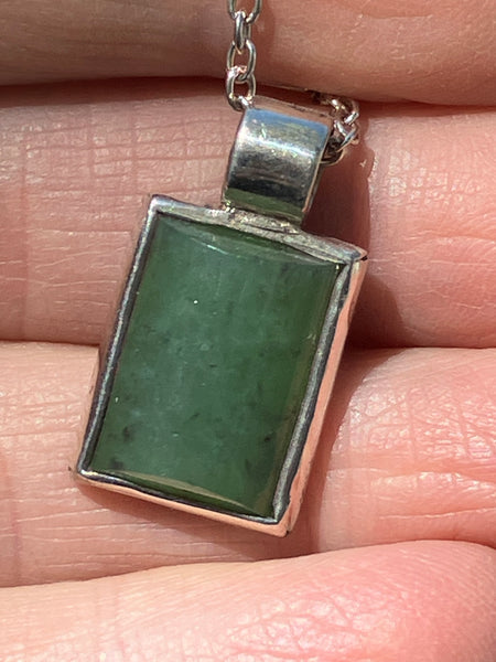 Wyoming Jade Necklace, Rectangular Silver Setting