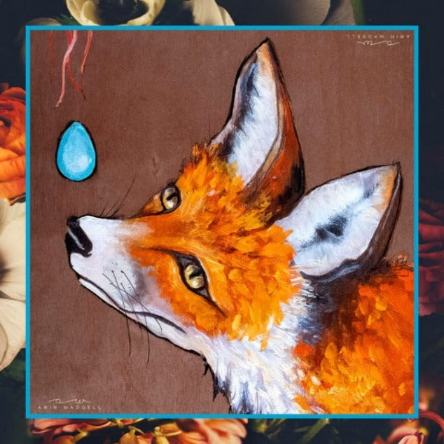 Fox with Blue Egg Scarf