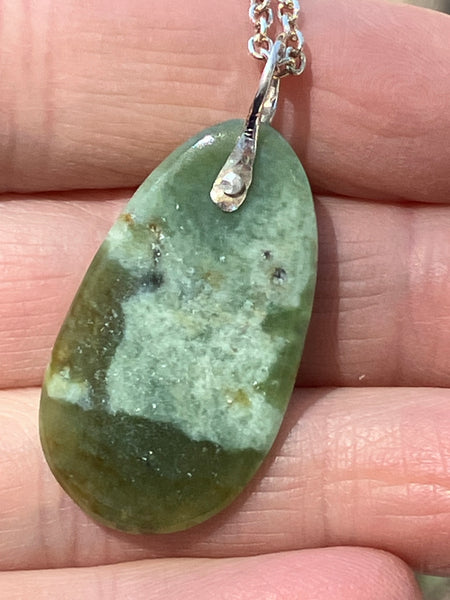 Wyoming Jade Oblong Drop Pendant Necklace