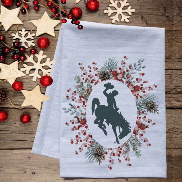 Wreath Wyoming Steamboat Tea Towel