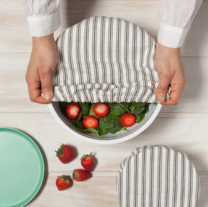 Bowl Cover Set of 2, Ticking