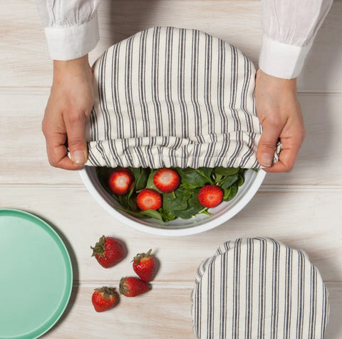 Bowl Cover Set of 2, Ticking