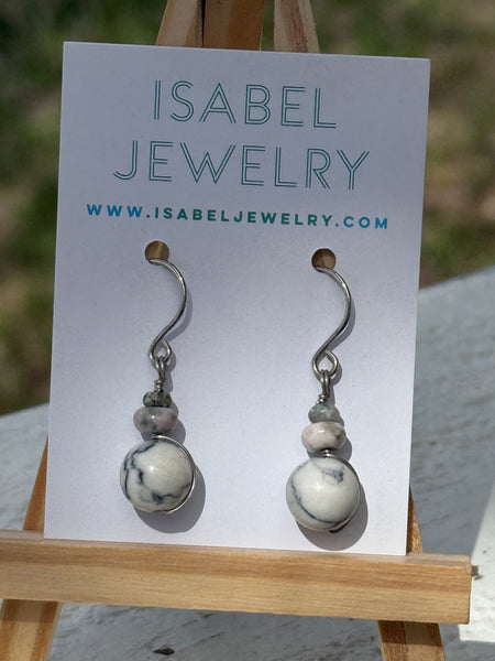 White Magnasite Drop Earrings