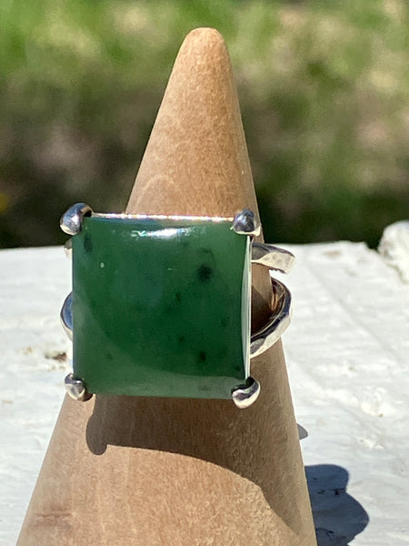 Wyoming Jade Square Prong Ring