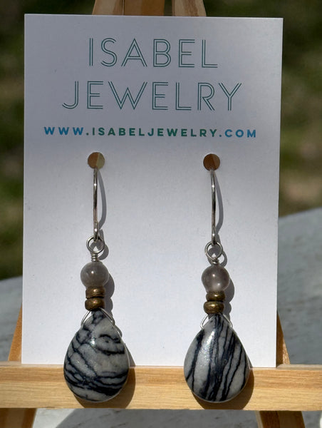 Grey Jasper Drop Earrings