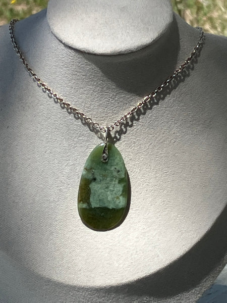 Wyoming Jade Oblong Drop Pendant Necklace