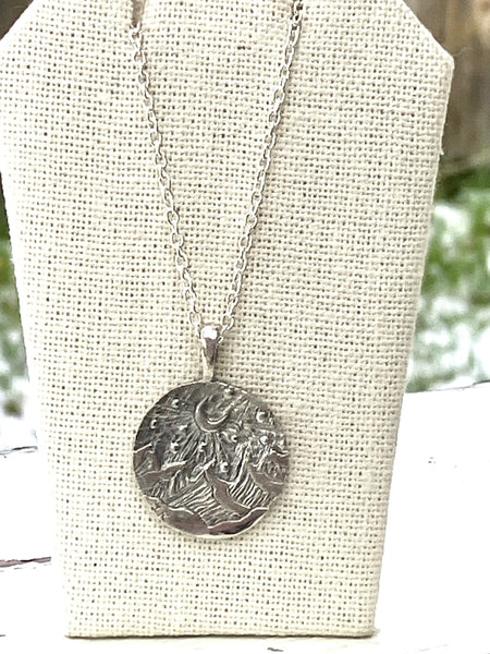 Wildflowers, Night Sky and Mountains Necklace